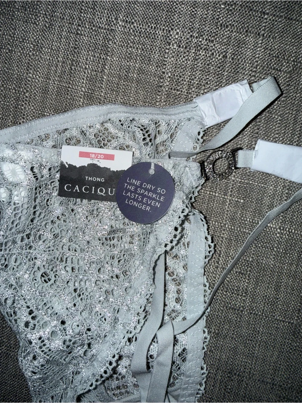 Lane Bryant Cacique Women's NWT Stretch Lace Thong Shimmer And Metal Detail 1820 - Picture 4 of 4